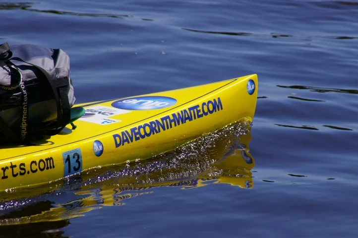 Dave Cornthwaite Logo on paddle board in Mississippi river